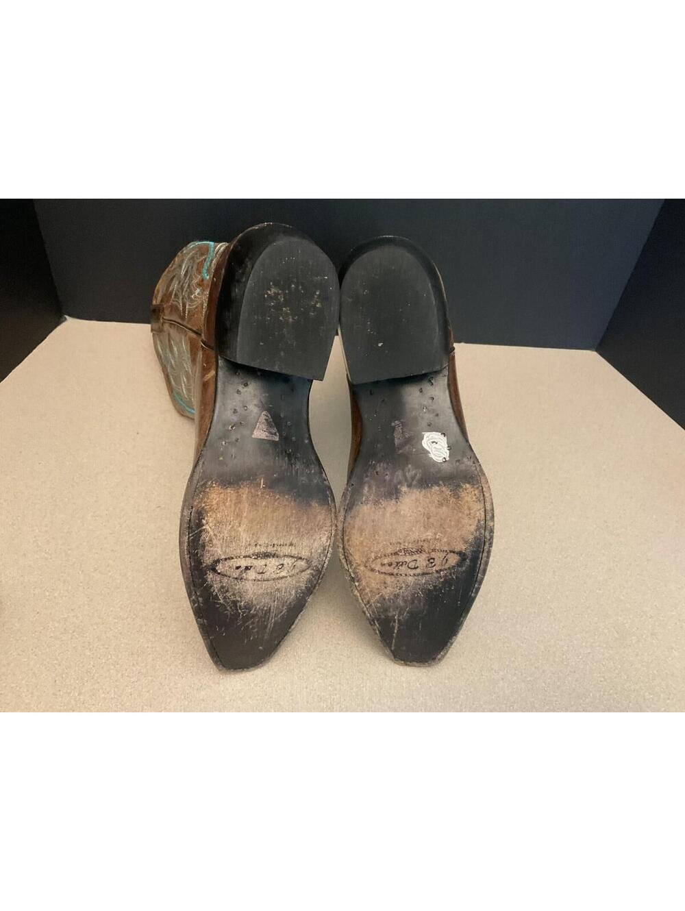 Womens JB Dillon Brown Leather Cowboy Boots W/ Turquoise Embroidery. Size 6B. - Picture 11 of 11